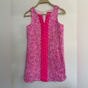 Lilly Pulitzer Pink Textured Dress, Girls Size Large, Sleeveless, Floral, Summer